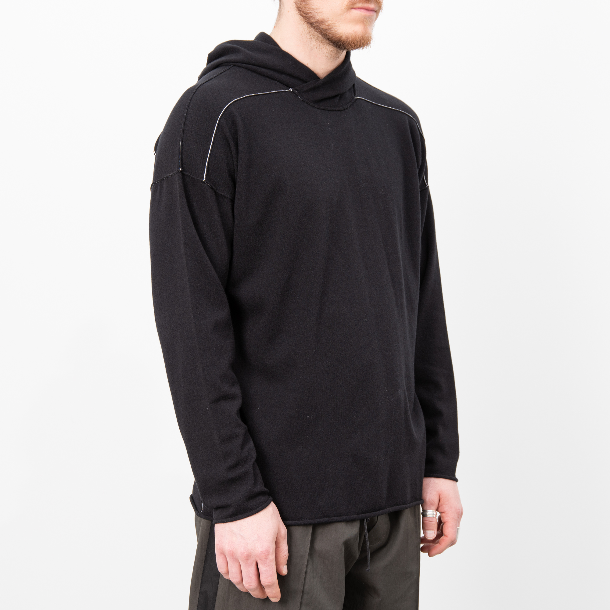 Download BLACK HOODED EMBROIDERED BACK PULLOVER|wolfensson