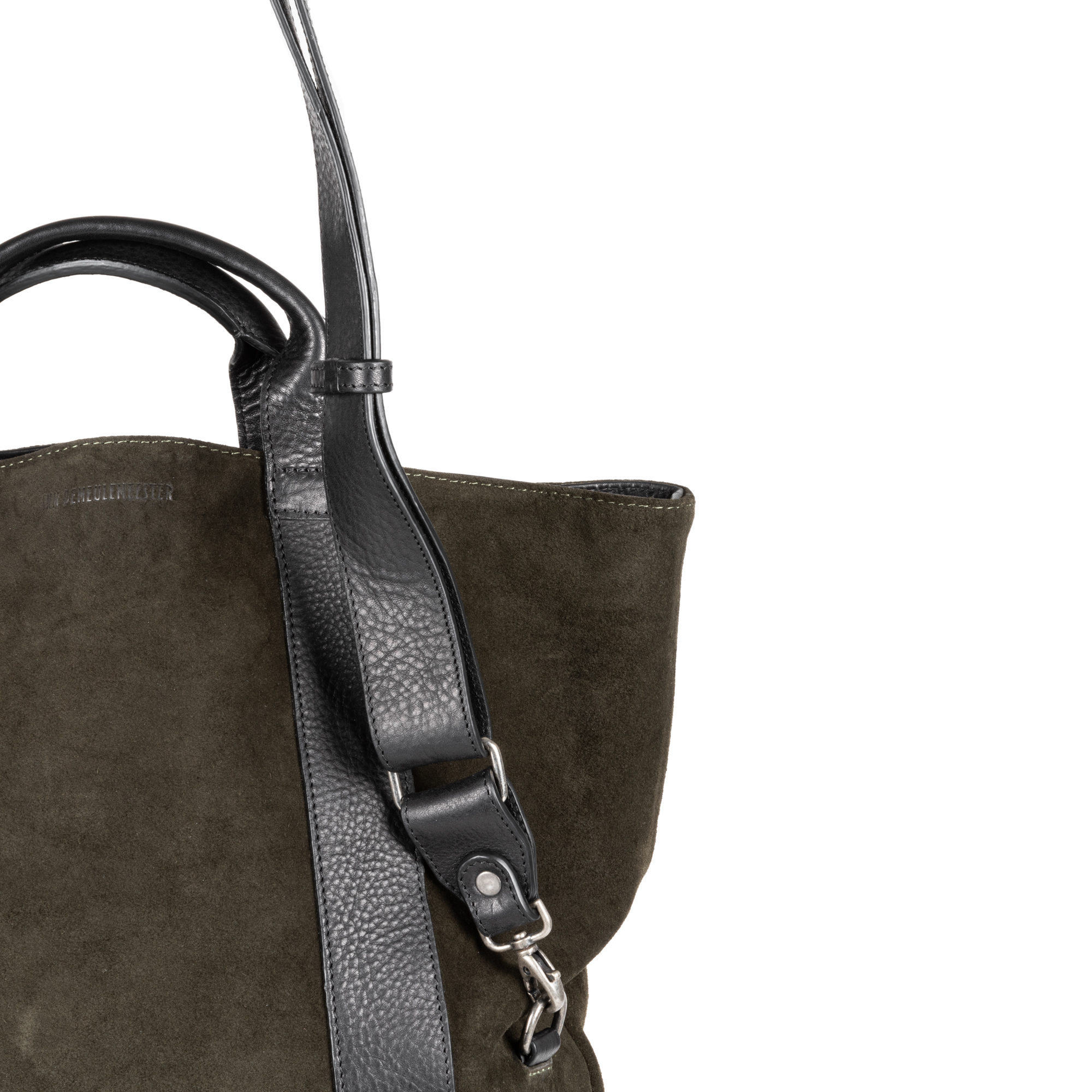 Suede Leather Tote Bag for Woman / Anthracite Leather Shoulder 