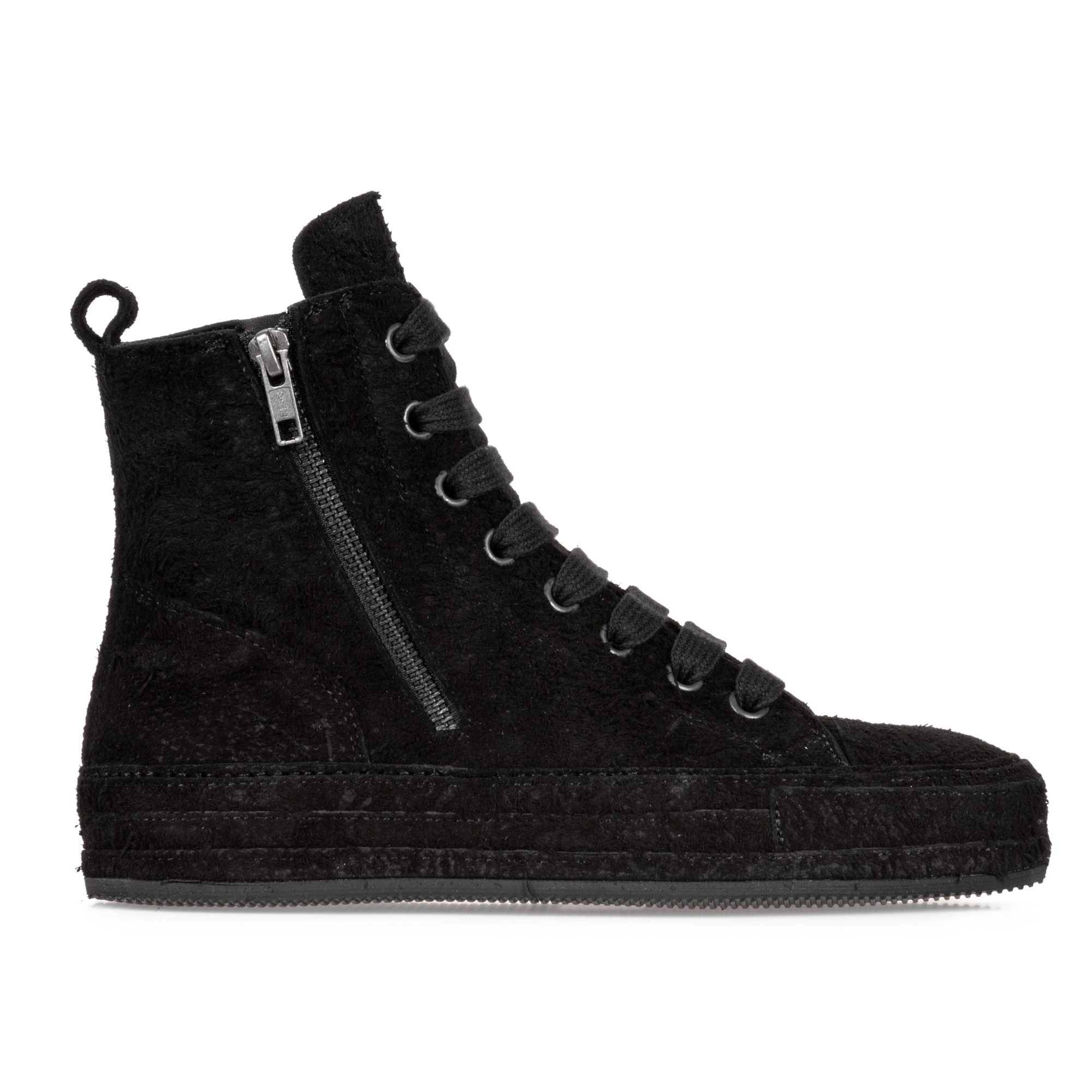 BLACK W SUEDE LEATHER HIGH TOP SNEAKERS|wolfensson