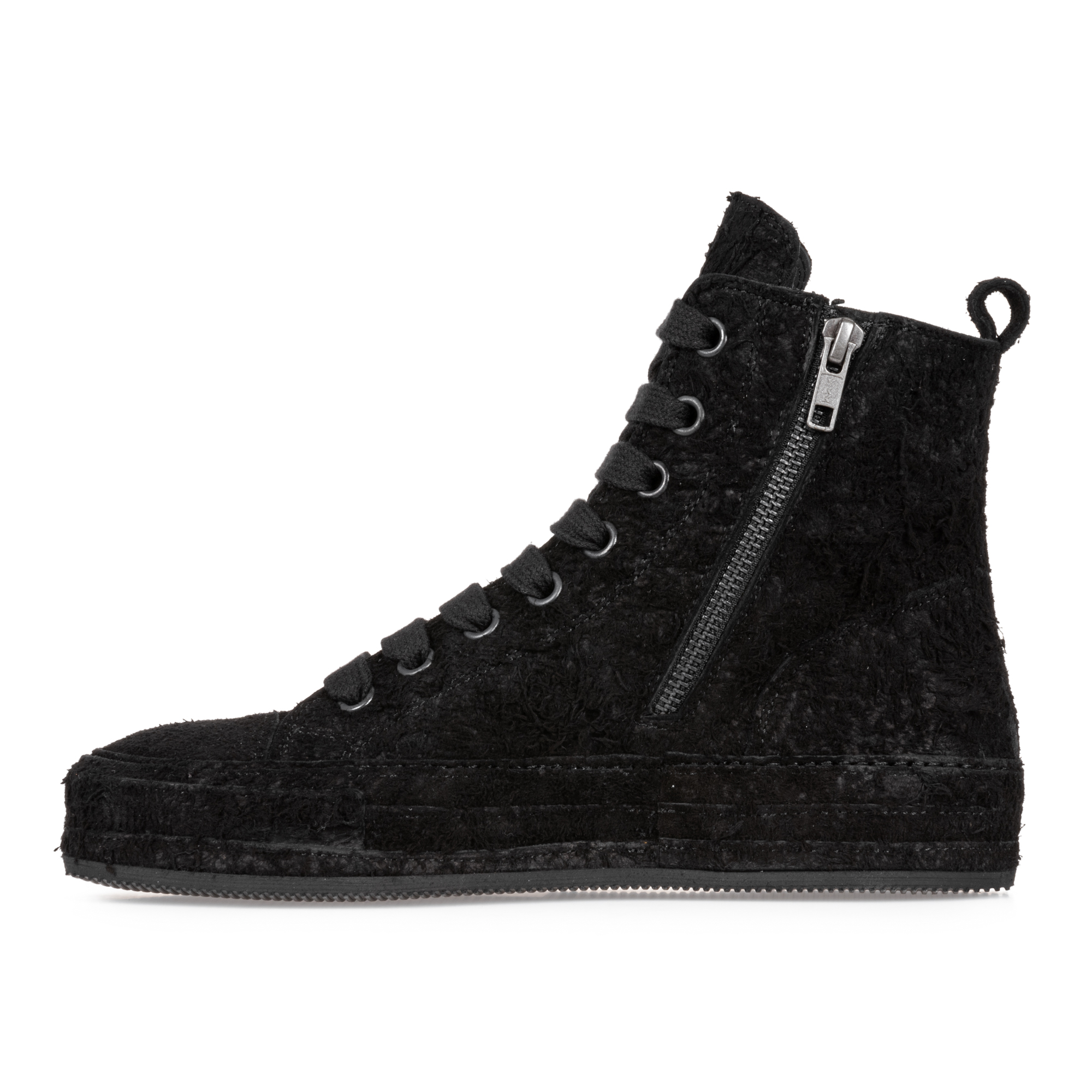 BLACK W SUEDE LEATHER HIGH TOP SNEAKERS|wolfensson