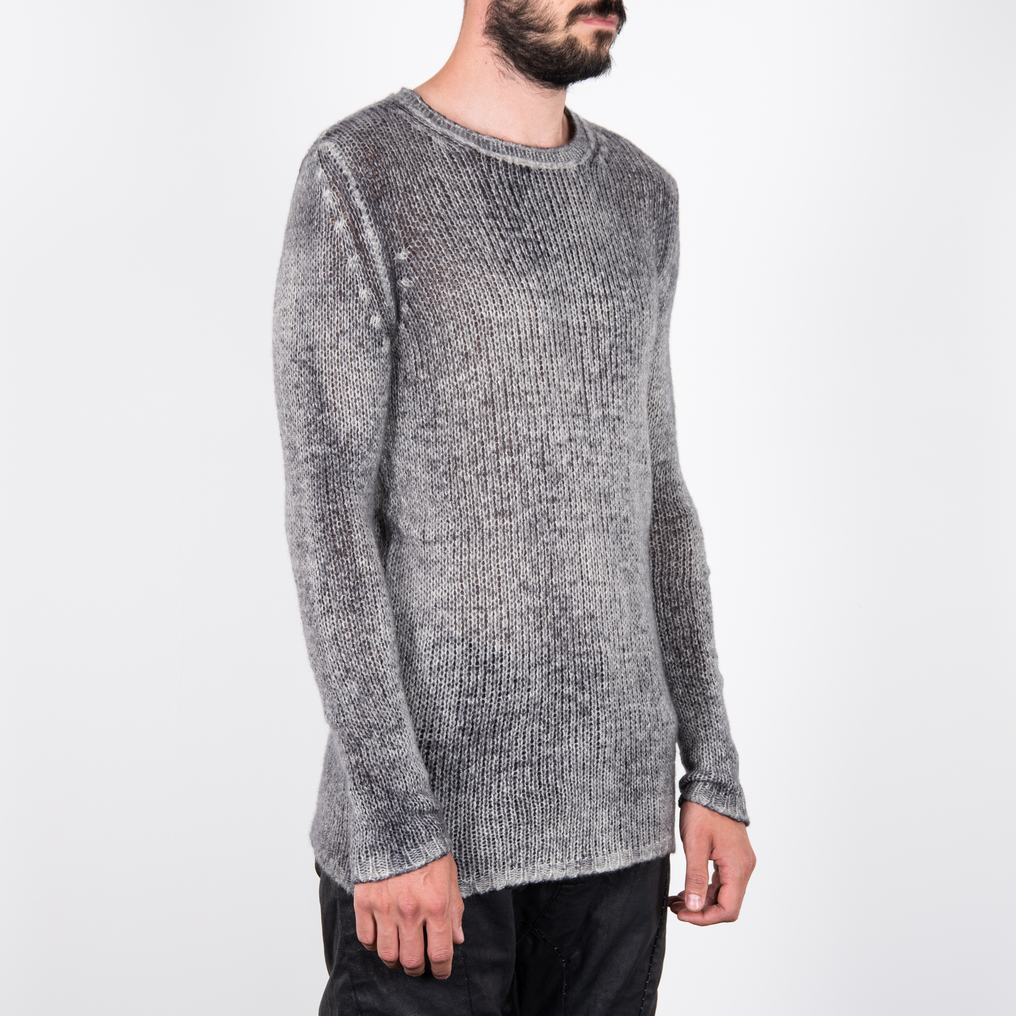 ROTITA Light Grey Inclined Button Long Sleeve Sweater 