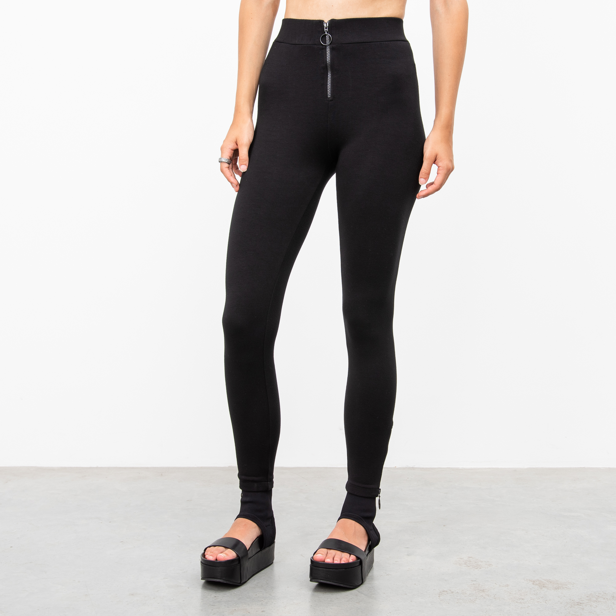 Black Leather-Look High Waist Zip Leggings | New Look