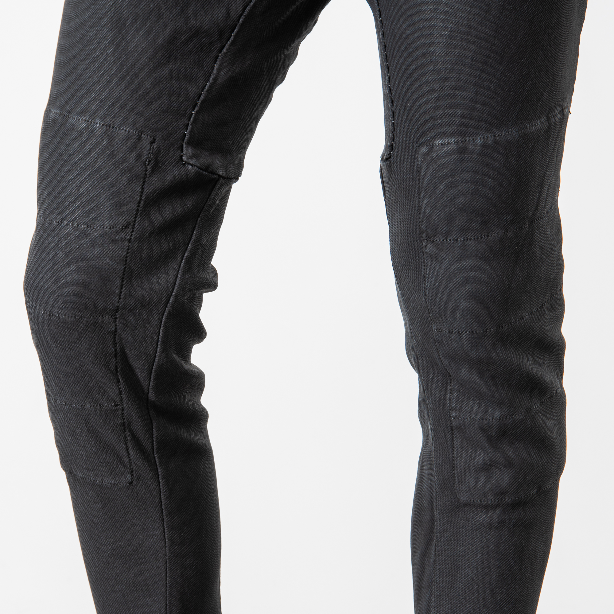 BLACK WAXED DOUBLE KNEE PANTS|wolfensson