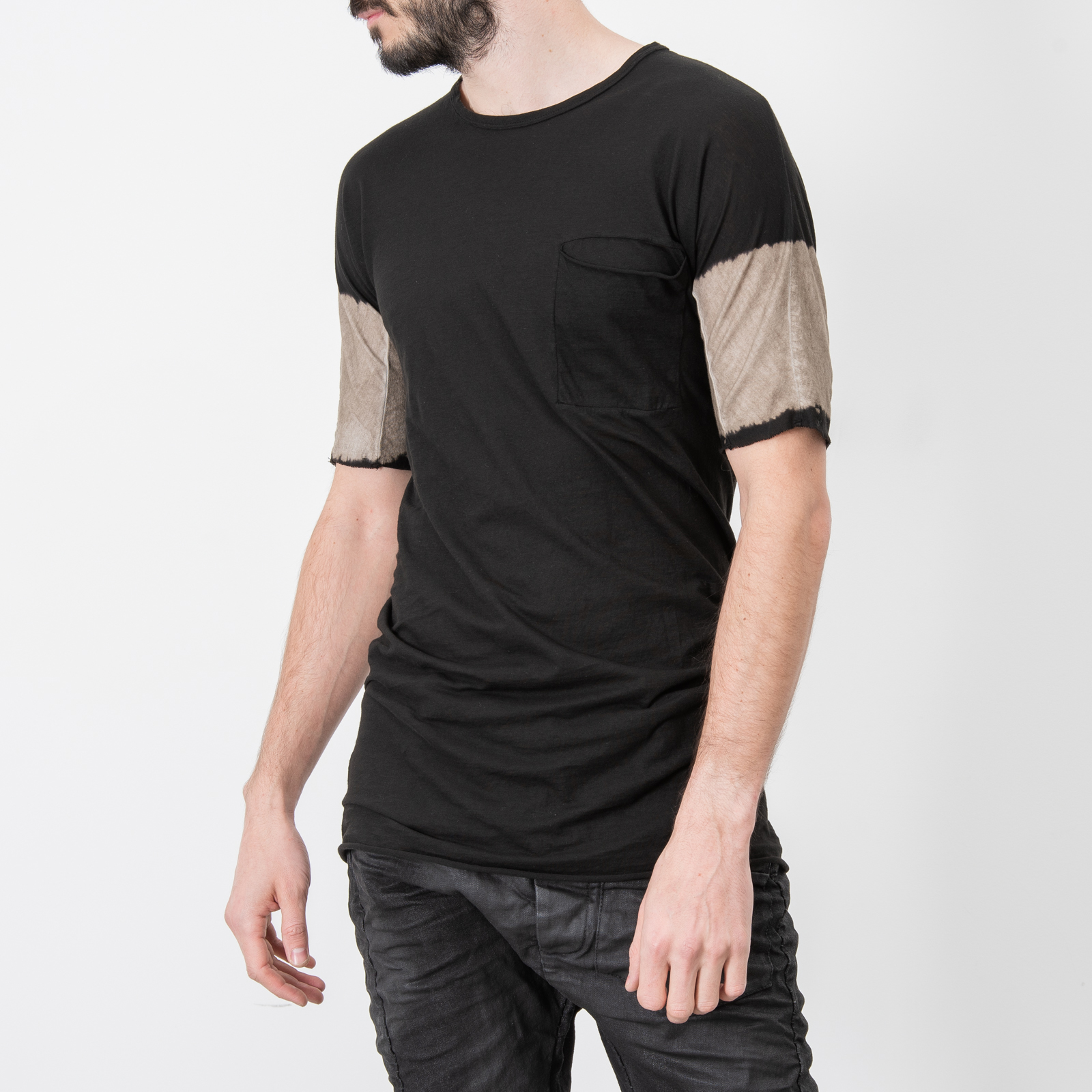 BLACK BLEACHED BAND T SHIRT|wolfensson
