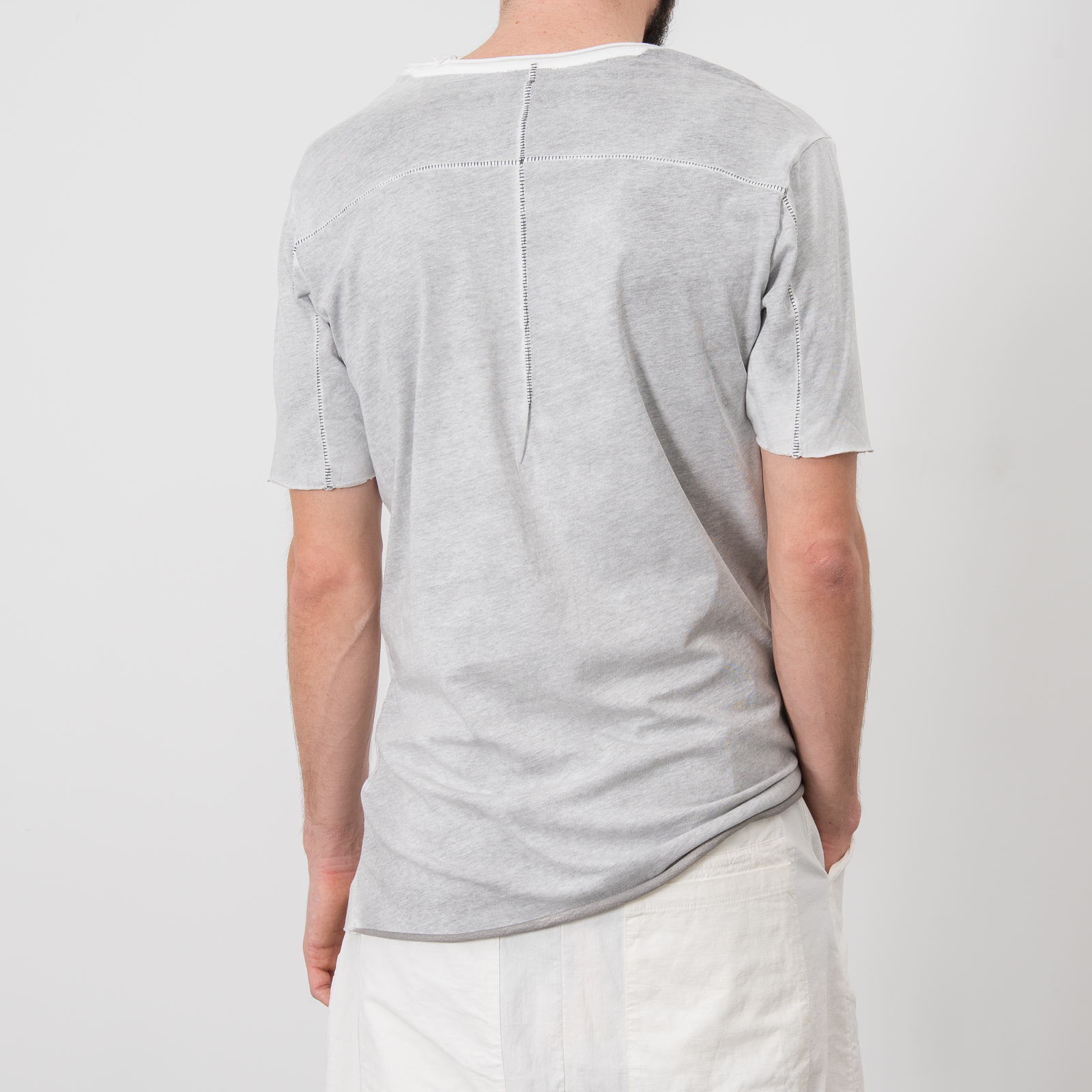 DIRTY WHITE RIBBED FRONT T SHIRT|wolfensson