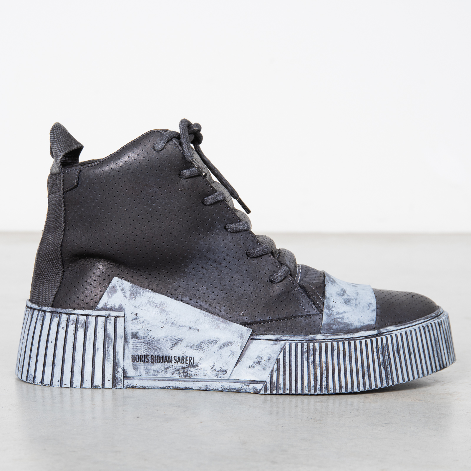 BLACK PERFORATED BAMBA 1 SNEAKERS|wolfensson
